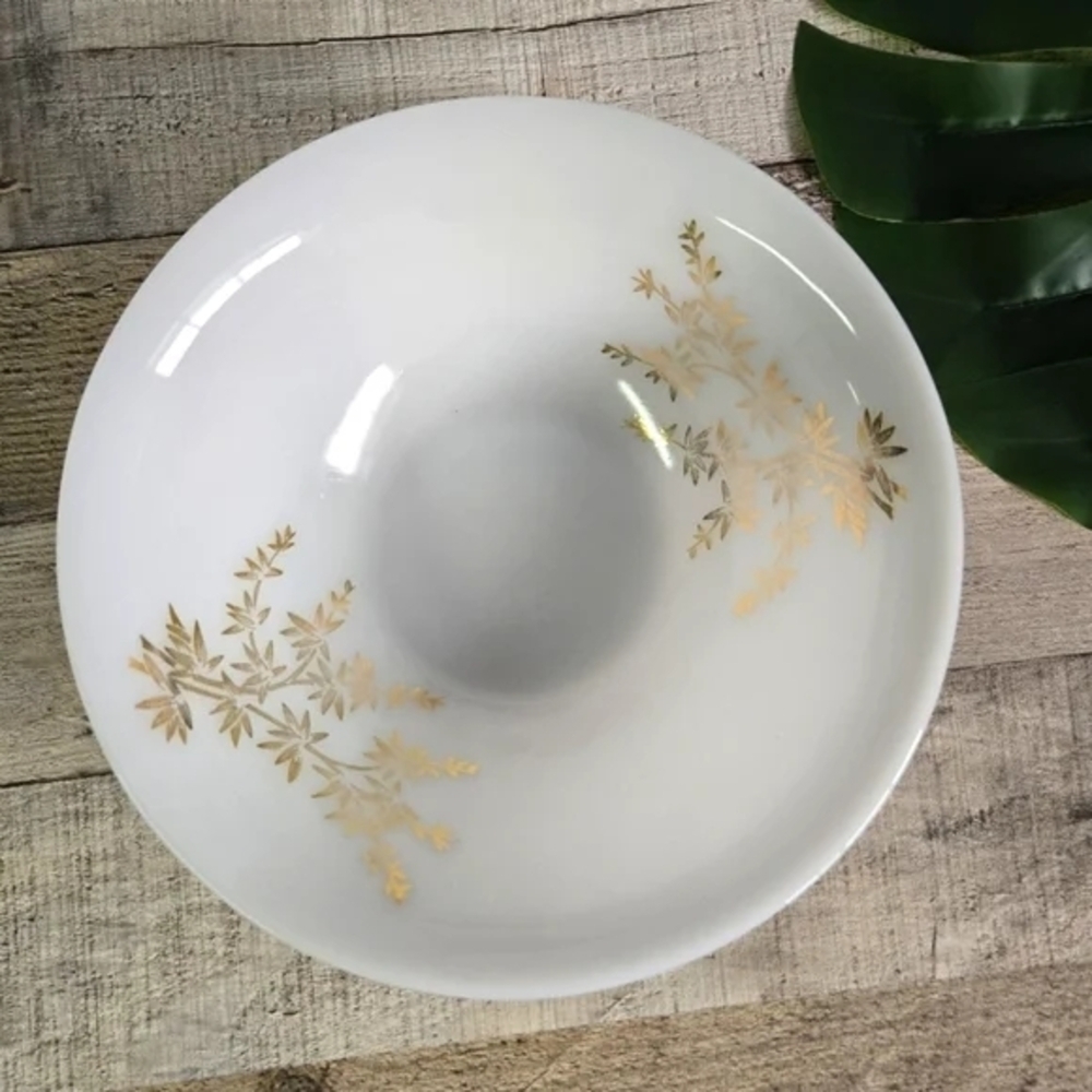 FEDERAL GLASS | Golden Glory Milk Glass Serving Bowl